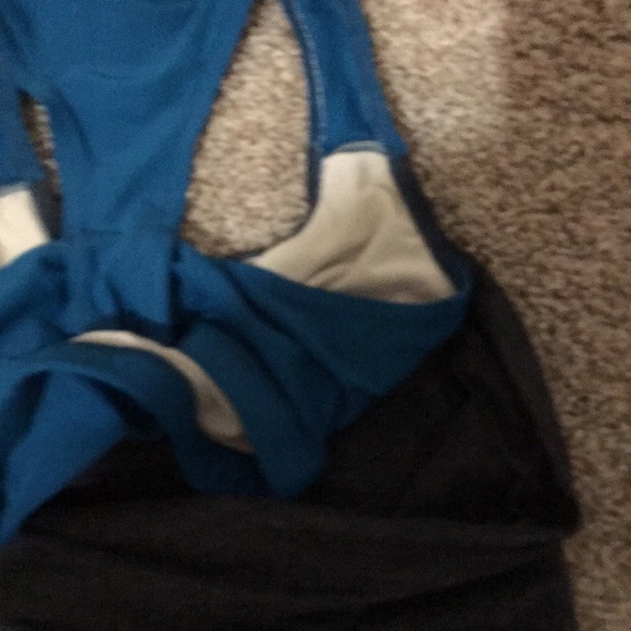 Charcoal Gray Tank with built-in Teal Sports Bra - Picture 4 of 4